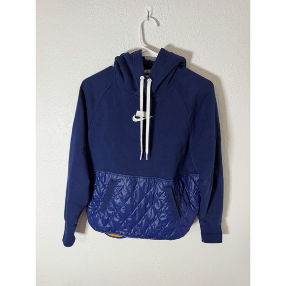 Nike Tops - Nike Fleece Quilted Fleece Pull Over Hoodie Womens Size XS Cj6253-492‎ BLUE
